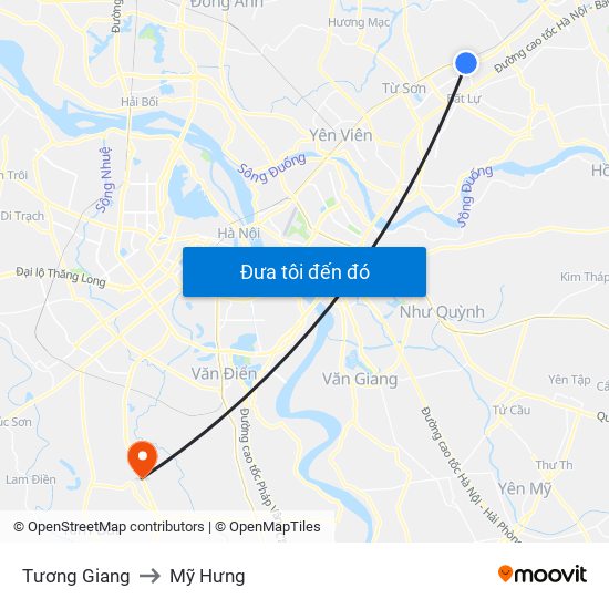 Tương Giang to Mỹ Hưng map