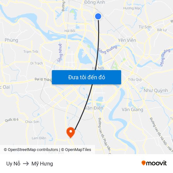 Uy Nỗ to Mỹ Hưng map