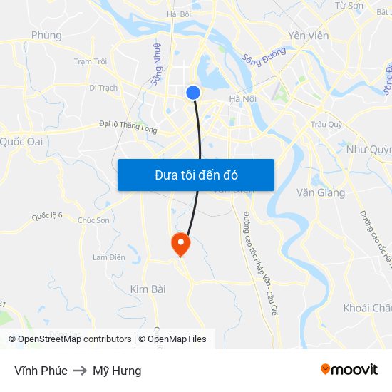 Vĩnh Phúc to Mỹ Hưng map