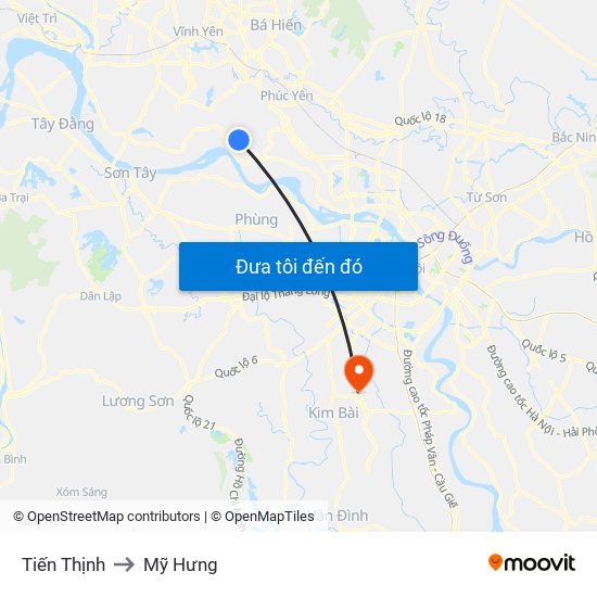 Tiến Thịnh to Mỹ Hưng map