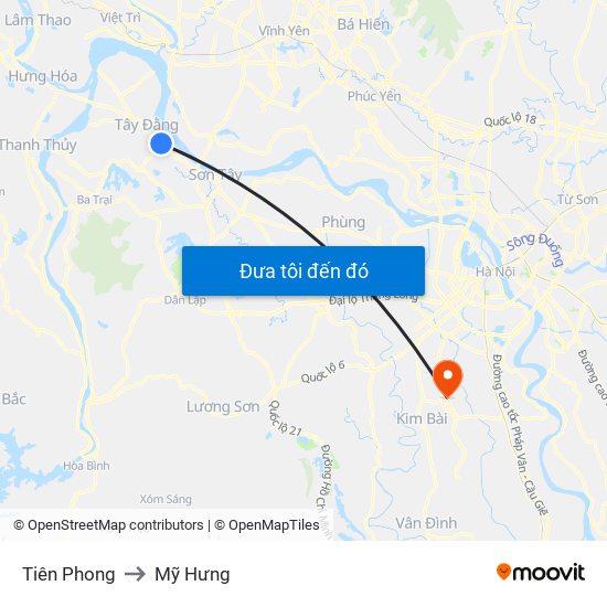 Tiên Phong to Mỹ Hưng map