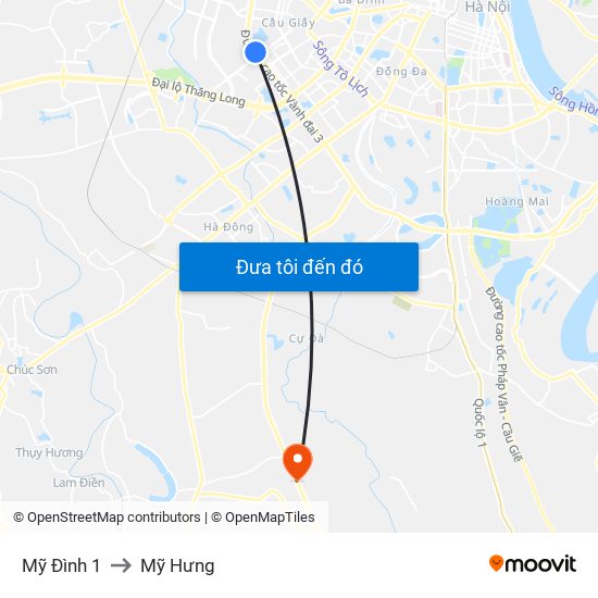 Mỹ Đình 1 to Mỹ Hưng map