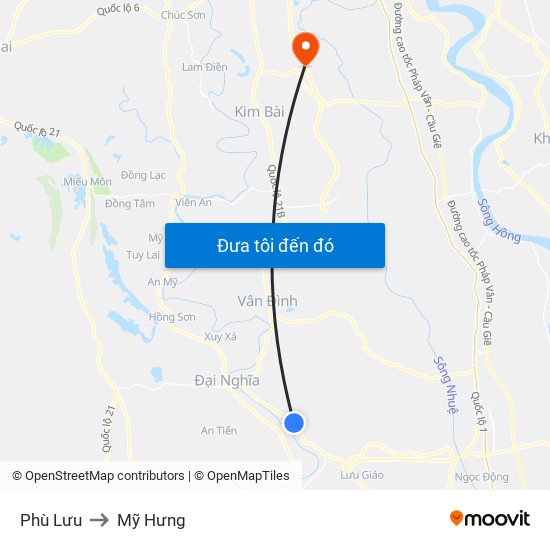 Phù Lưu to Mỹ Hưng map