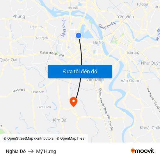 Nghĩa Đô to Mỹ Hưng map