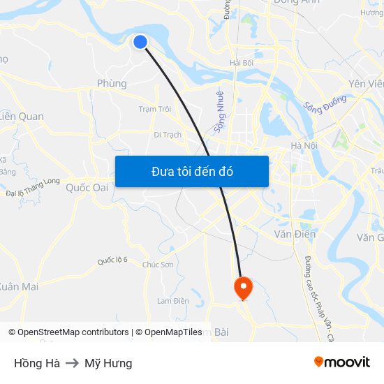 Hồng Hà to Mỹ Hưng map