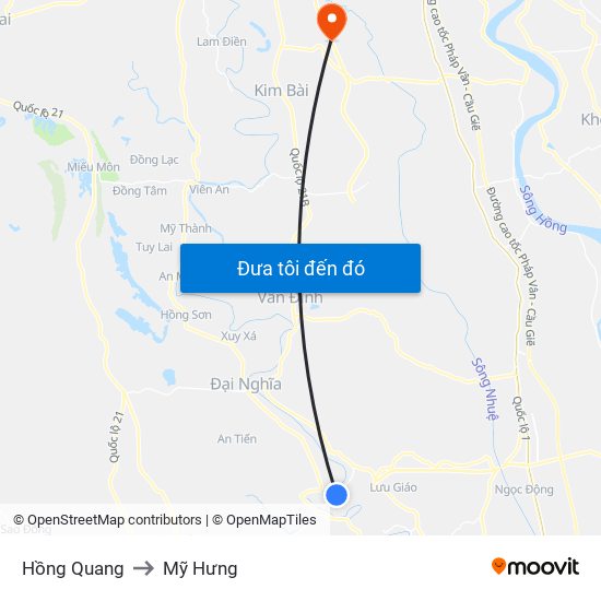 Hồng Quang to Mỹ Hưng map