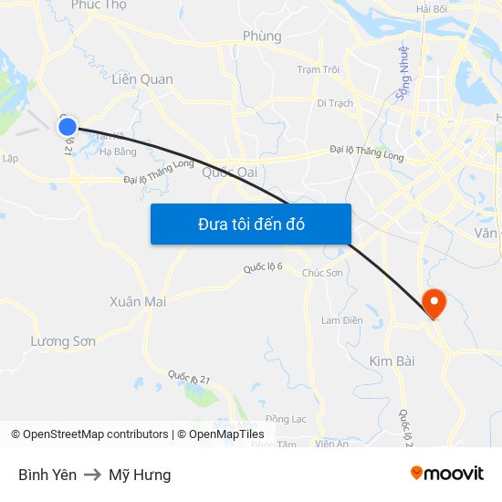 Bình Yên to Mỹ Hưng map