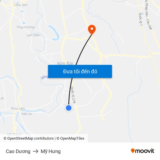 Cao Dương to Mỹ Hưng map