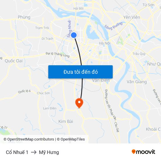 Cổ Nhuế 1 to Mỹ Hưng map