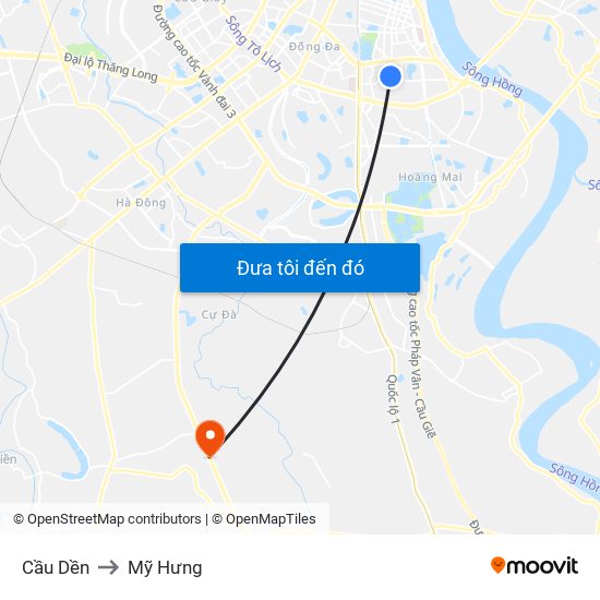 Cầu Dền to Mỹ Hưng map