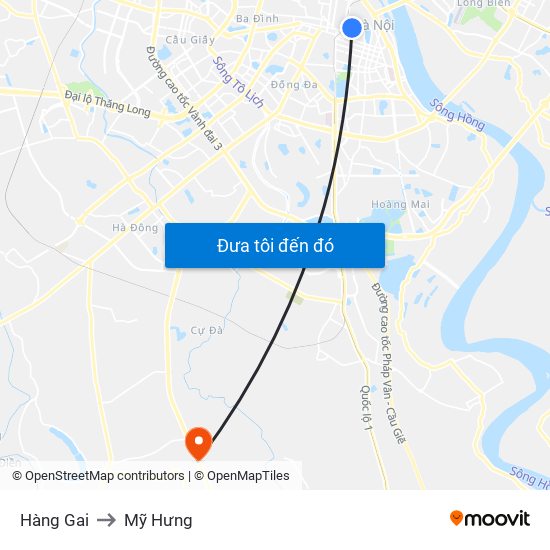 Hàng Gai to Mỹ Hưng map