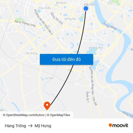 Hàng Trống to Mỹ Hưng map