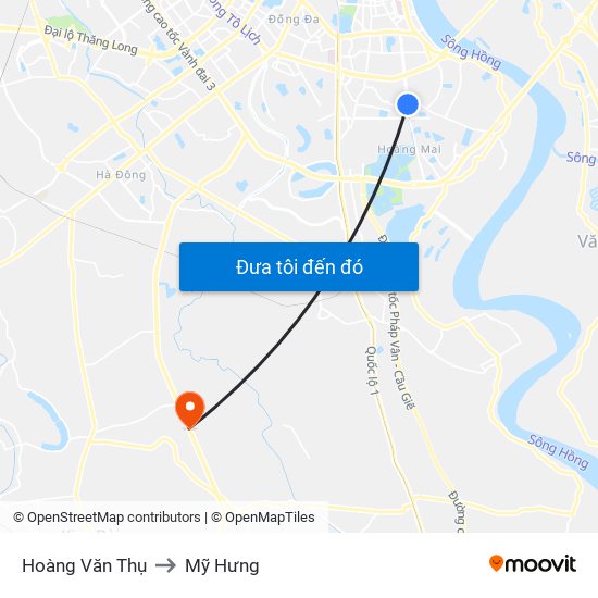 Hoàng Văn Thụ to Mỹ Hưng map