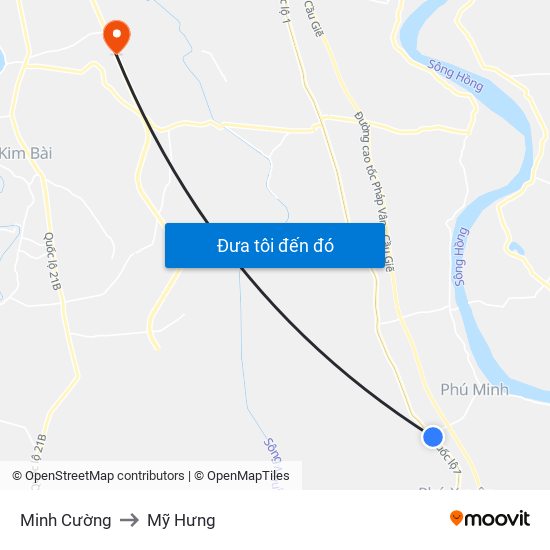 Minh Cường to Mỹ Hưng map