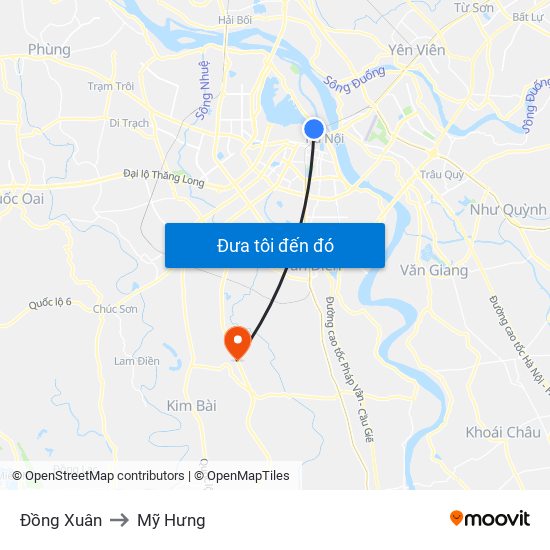 Đồng Xuân to Mỹ Hưng map