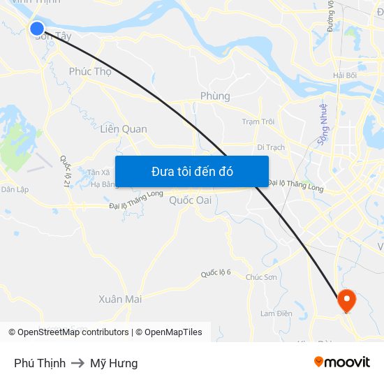 Phú Thịnh to Mỹ Hưng map