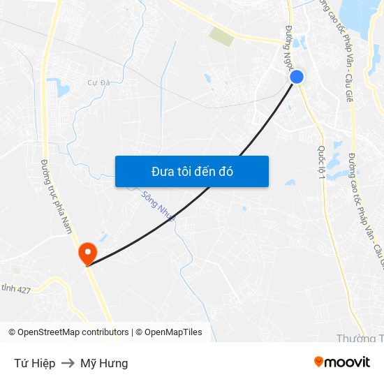 Tứ Hiệp to Mỹ Hưng map