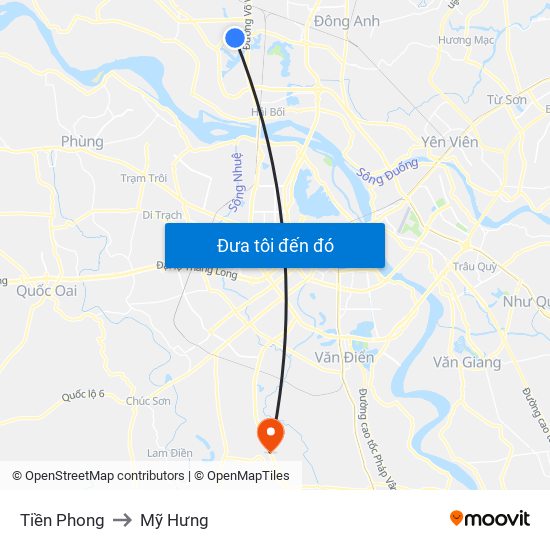 Tiền Phong to Mỹ Hưng map