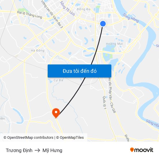 Trương Định to Mỹ Hưng map