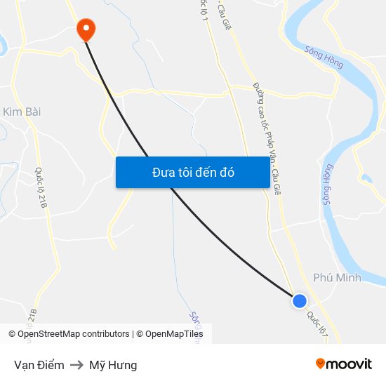 Vạn Điểm to Mỹ Hưng map