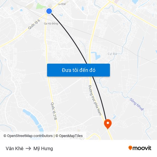 Văn Khê to Mỹ Hưng map