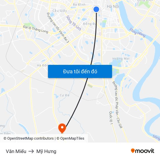 Văn Miếu to Mỹ Hưng map