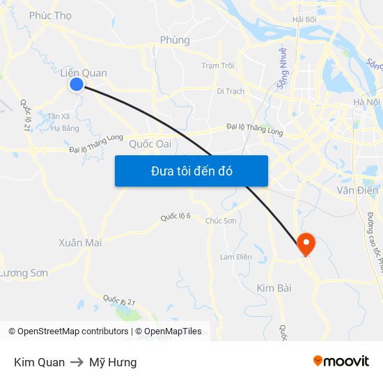 Kim Quan to Mỹ Hưng map