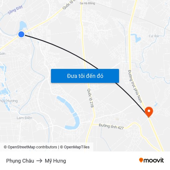 Phụng Châu to Mỹ Hưng map