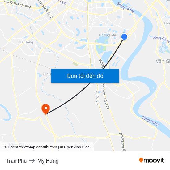 Trần Phú to Mỹ Hưng map