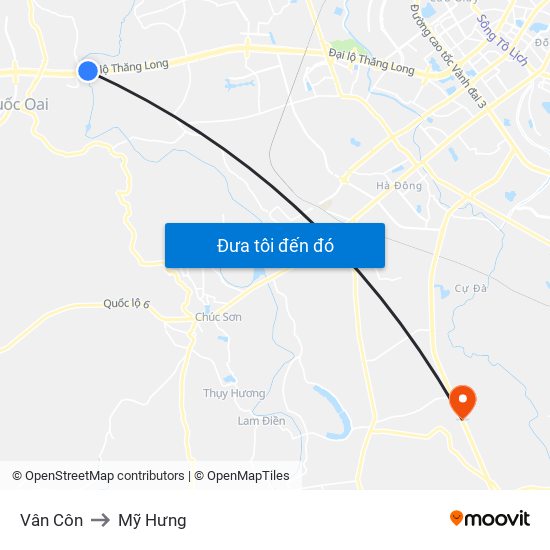 Vân Côn to Mỹ Hưng map