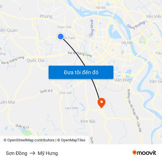 Sơn Đồng to Mỹ Hưng map