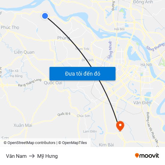 Vân Nam to Mỹ Hưng map