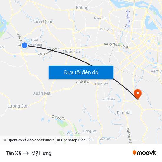 Tân Xã to Mỹ Hưng map