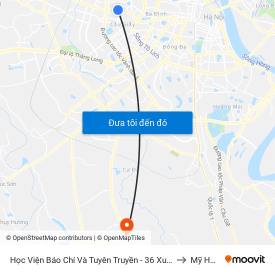 Học Viện Báo Chí Và Tuyên Truyền - 36 Xuân Thủy to Mỹ Hưng map