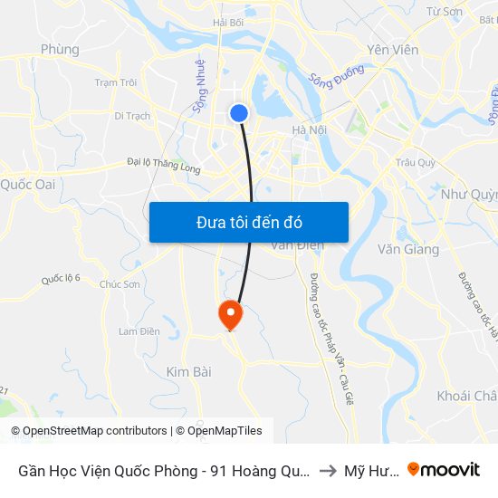 Gần Học Viện Quốc Phòng - 91 Hoàng Quốc Việt to Mỹ Hưng map