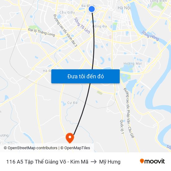 116 A5 Tập Thể Giảng Võ - Kim Mã to Mỹ Hưng map