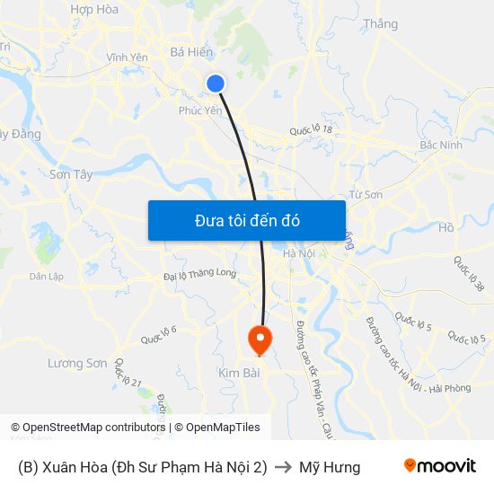 (B) Xuân Hòa (Đh Sư Phạm Hà Nội 2) to Mỹ Hưng map