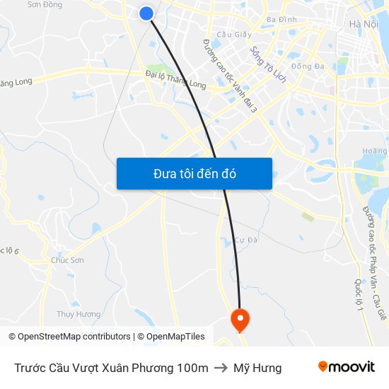 Trước Cầu Vượt Xuân Phương 100m to Mỹ Hưng map