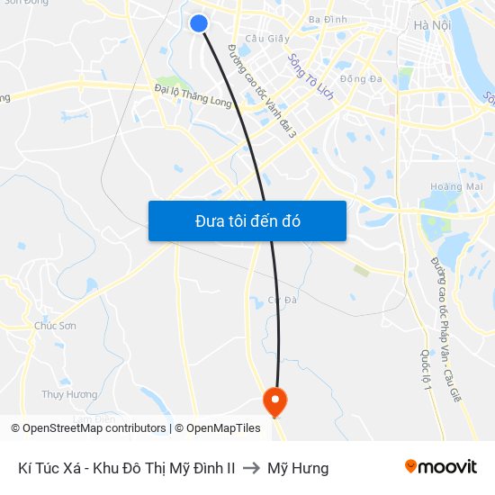 Kí Túc Xá - Khu Đô Thị Mỹ Đình II to Mỹ Hưng map