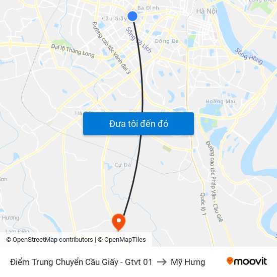 Điểm Trung Chuyển Cầu Giấy - Gtvt 01 to Mỹ Hưng map