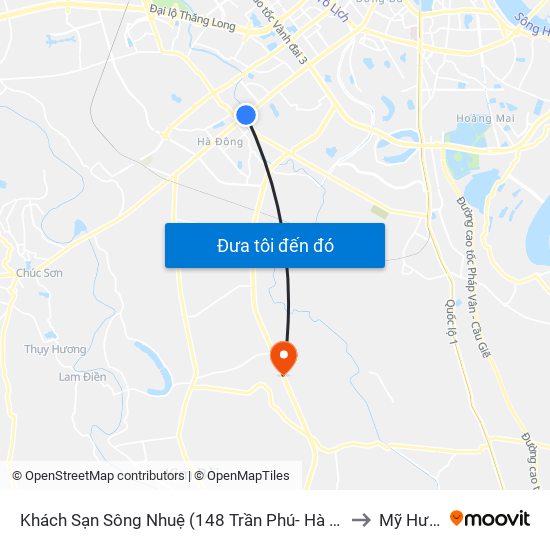 Khách Sạn Sông Nhuệ (148 Trần Phú- Hà Đông) to Mỹ Hưng map