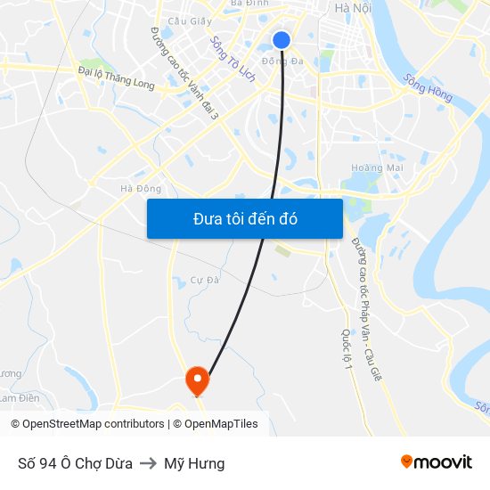 Số 94 Ô Chợ Dừa to Mỹ Hưng map