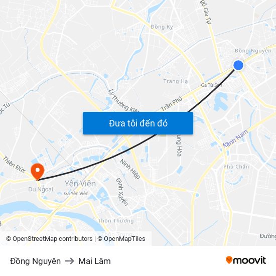 Đồng Nguyên to Mai Lâm map