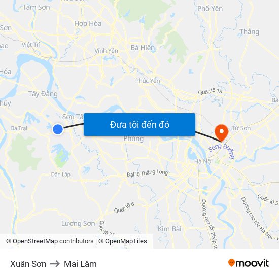 Xuân Sơn to Mai Lâm map