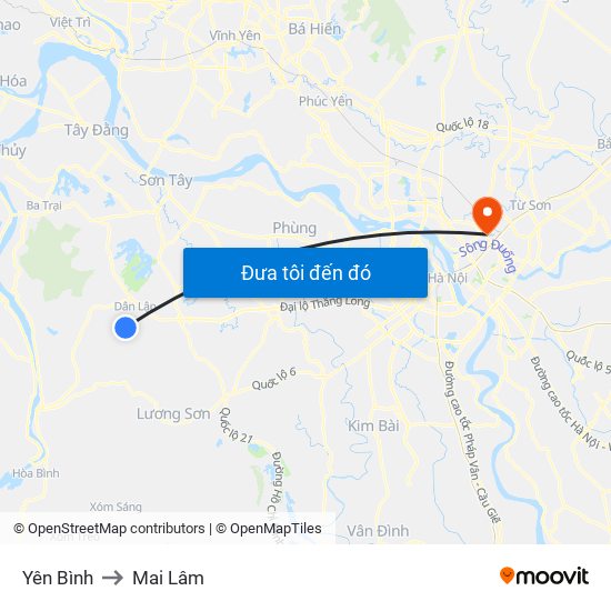Yên Bình to Mai Lâm map