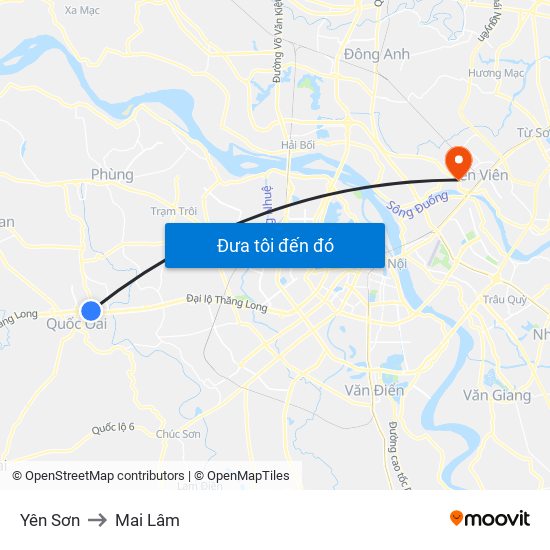 Yên Sơn to Mai Lâm map