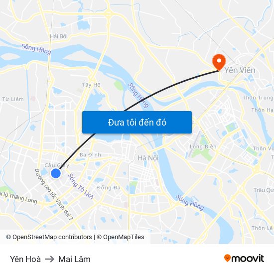 Yên Hoà to Mai Lâm map