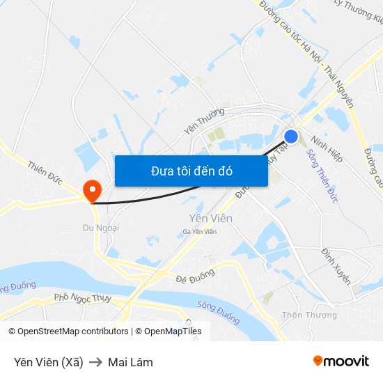 Yên Viên (Xã) to Mai Lâm map