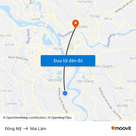 Đông Mỹ to Mai Lâm map