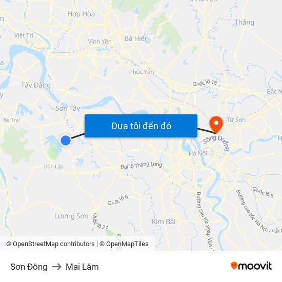 Sơn Đông to Mai Lâm map